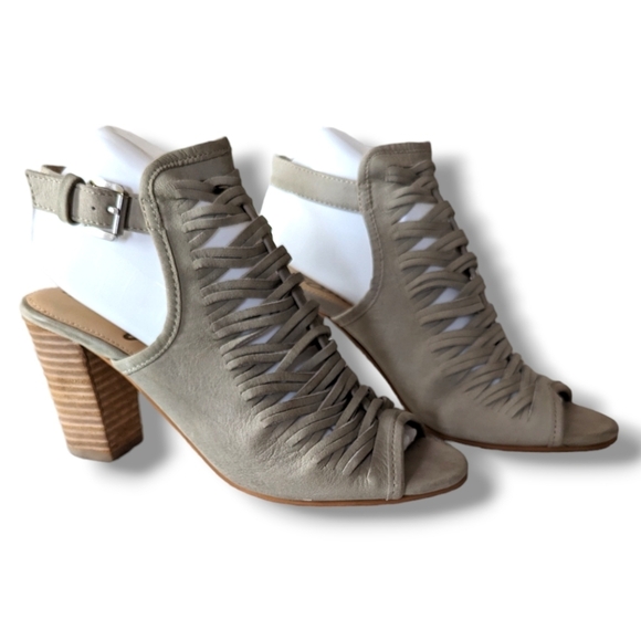 Sam Edelman Holly Leather Sandals 8 Bone Gray Open Toe Ankle Sandal - Picture 1 of 10